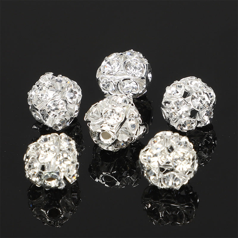 Cuentas al por mayor 20pcs/paquete de metal de 6-8 mm de metal diamante bayberry bola de bola de taladro oly-bds-ht002